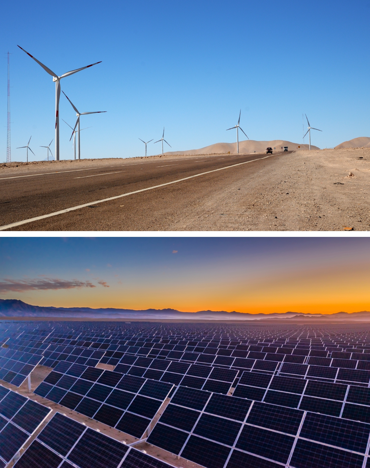 Photo of Chile, which consists of a long and narrow strip of land stretching from north to south, has natural conditions in each part of the country that are optimal for renewable energy. Wind and solar power generation facilities line the Atacama Desert in the north
