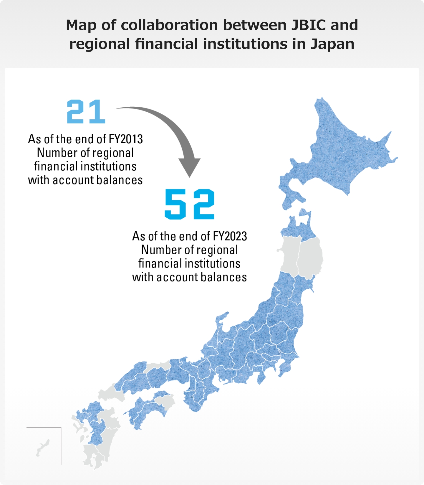 Image of Map of collaboration between JBIC and regional financial institutions in Japan