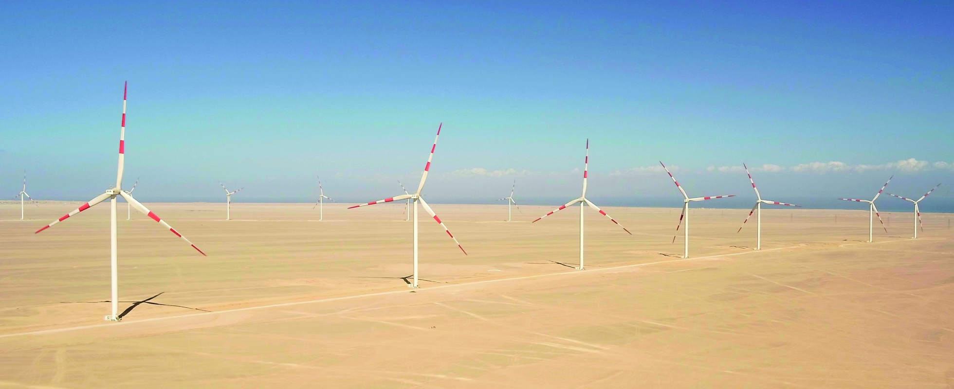 Photo of The Gulf of Suez Wind Farm II, located in eastern Egypt, is one of Africa's largest wind power plants with a capacity of 654MW. It commenced commercial operations in June 2025. Toyota Tsusho is contributing to the spread of renewable energy in Africa