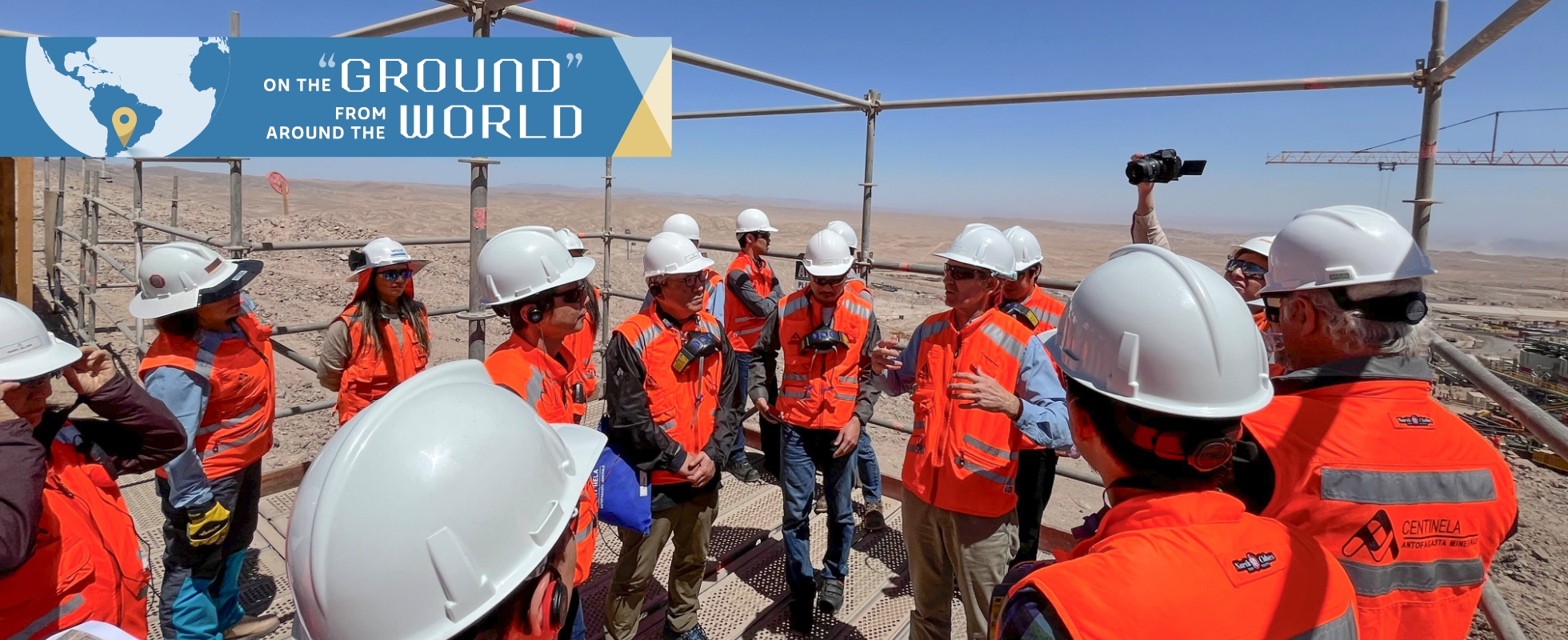 Photo of visiting a copper mine in Chile. “Site visits are valuable opportunities to directly sense the enthusiasm and expectations of our clients,” says TSUKAMOTO. “They change how I view and share information.”