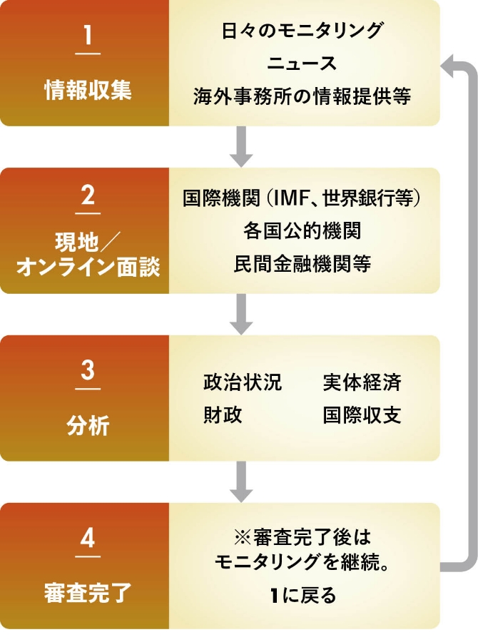 外国審査部のソブリン審査の流れの図