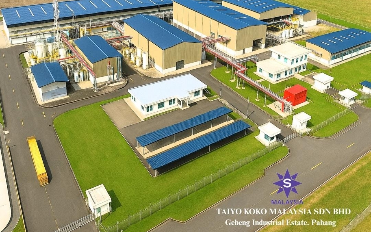マレーシアに建設中の工場の完成予想図の画像